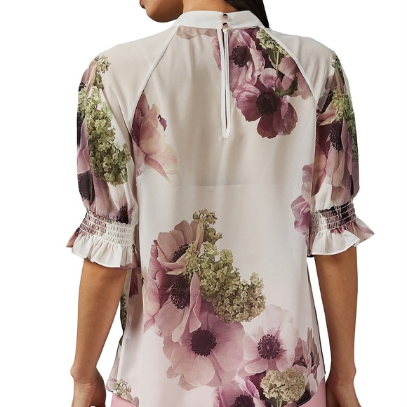 TED BAKER CAYLIEE NEOPOLITAN PUFF SLEEVE TOP - Size 1 (US 4) - Picture 3 of 8